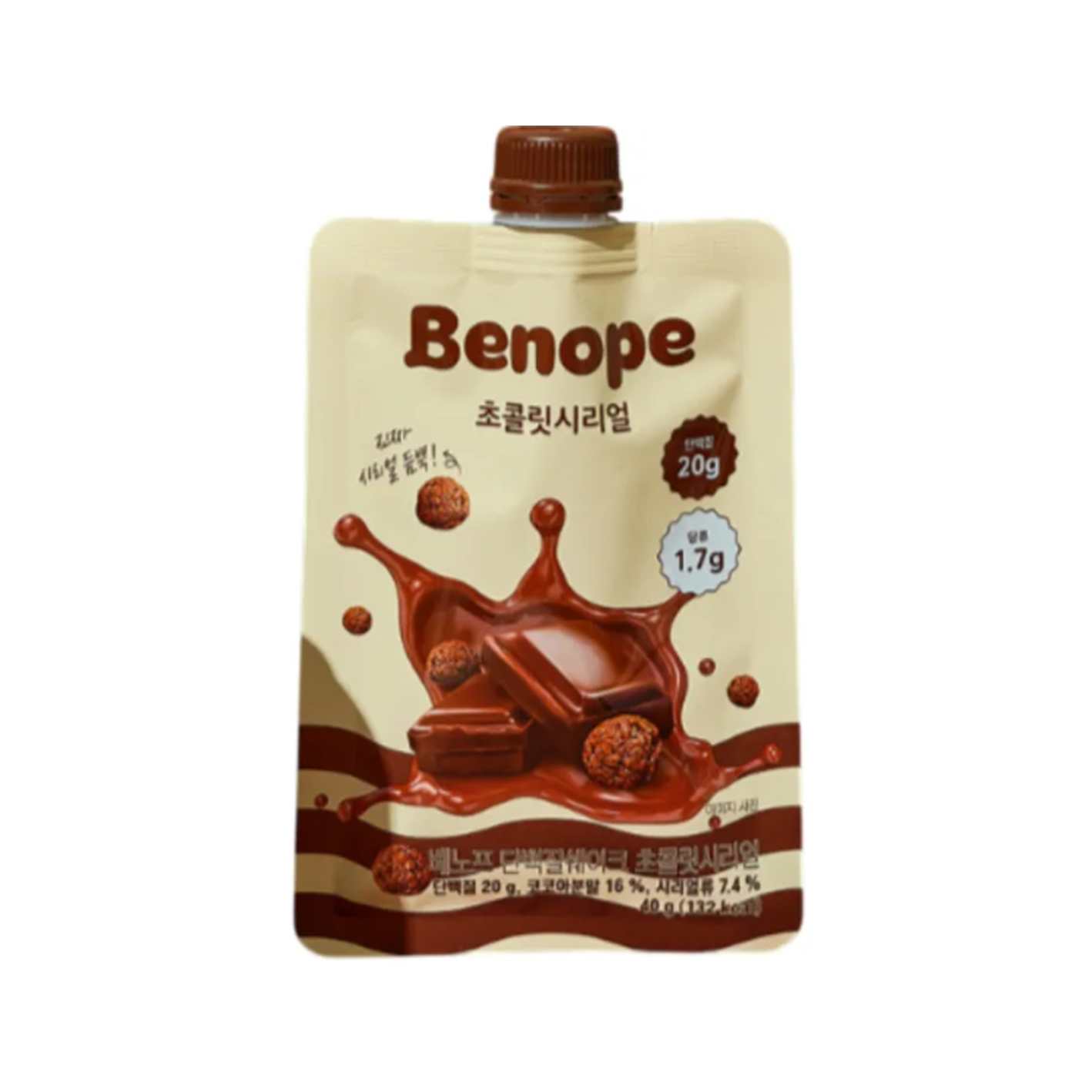 benope benope protein shake chocolate cereal 1.41 oz.