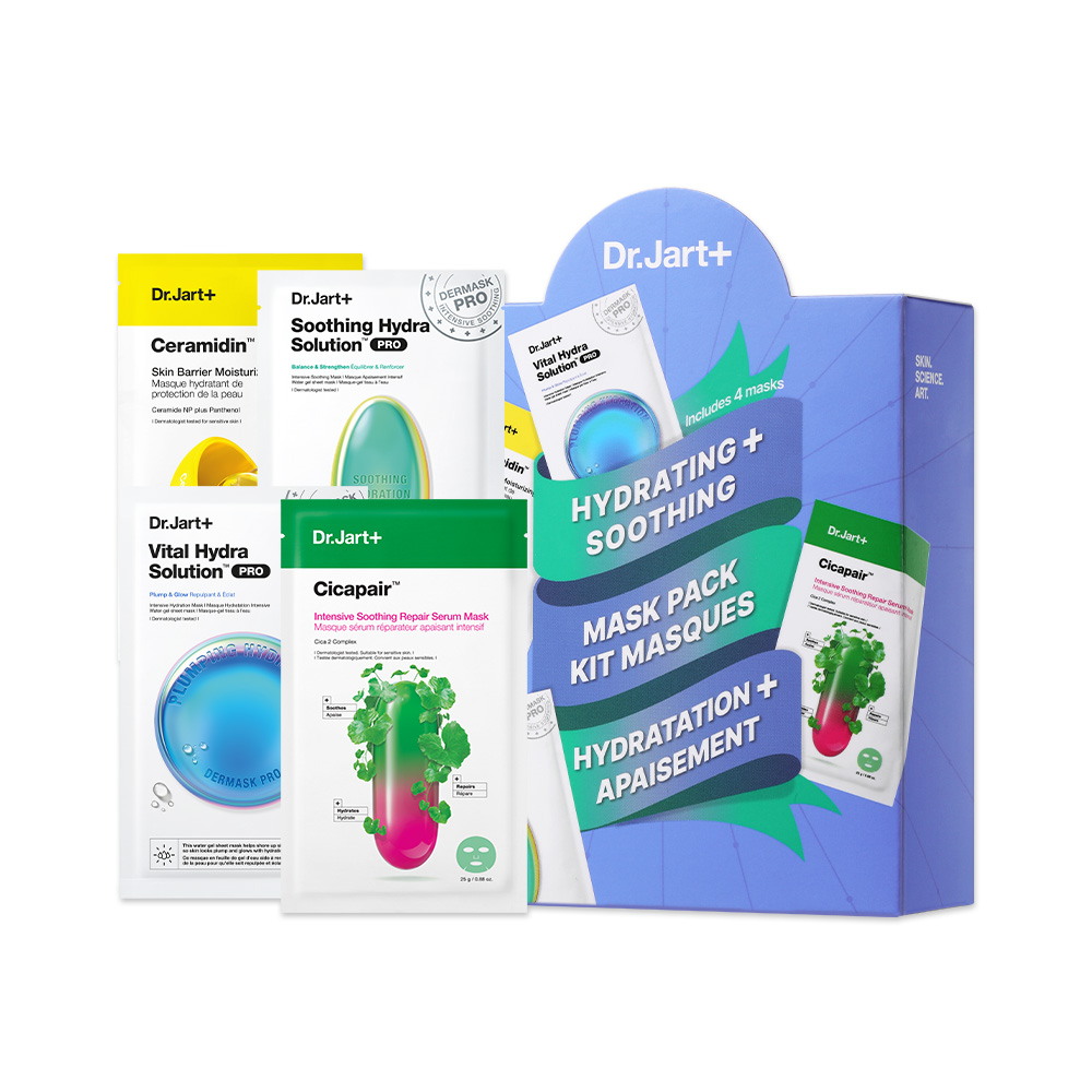 drjart dr.jart+ hydrating & soothing face mask value set - vital hydra / soothing / cicapair / ceramidin