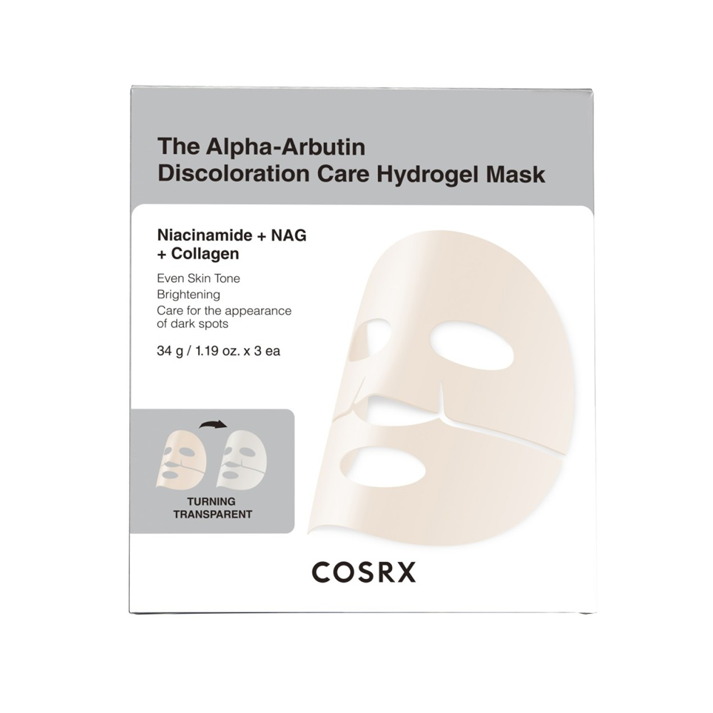 cosrx cosrx the alpha-arbutin discoloration care hydrogel mask 3ct 1.19 oz.