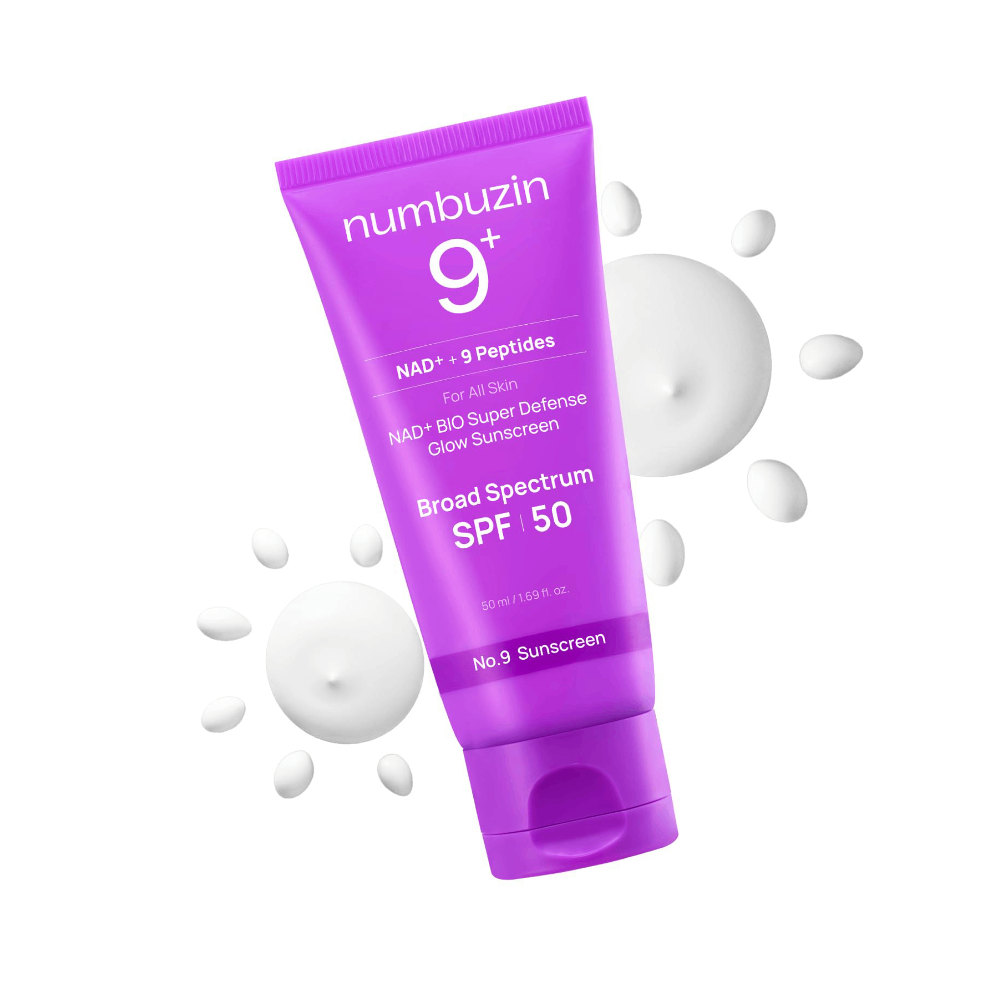 numbuzin numbuzin 9+ nad+ bio super defense glow sunscreen broad spectrum spf 50 1.69 fl. oz.