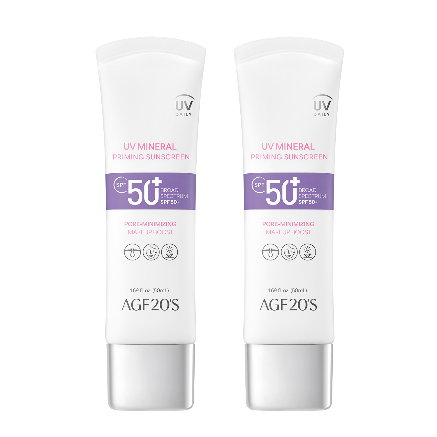 age20s age20's uv mineral priming sunscreen twin pack 1.69 fl. oz. x 2ea