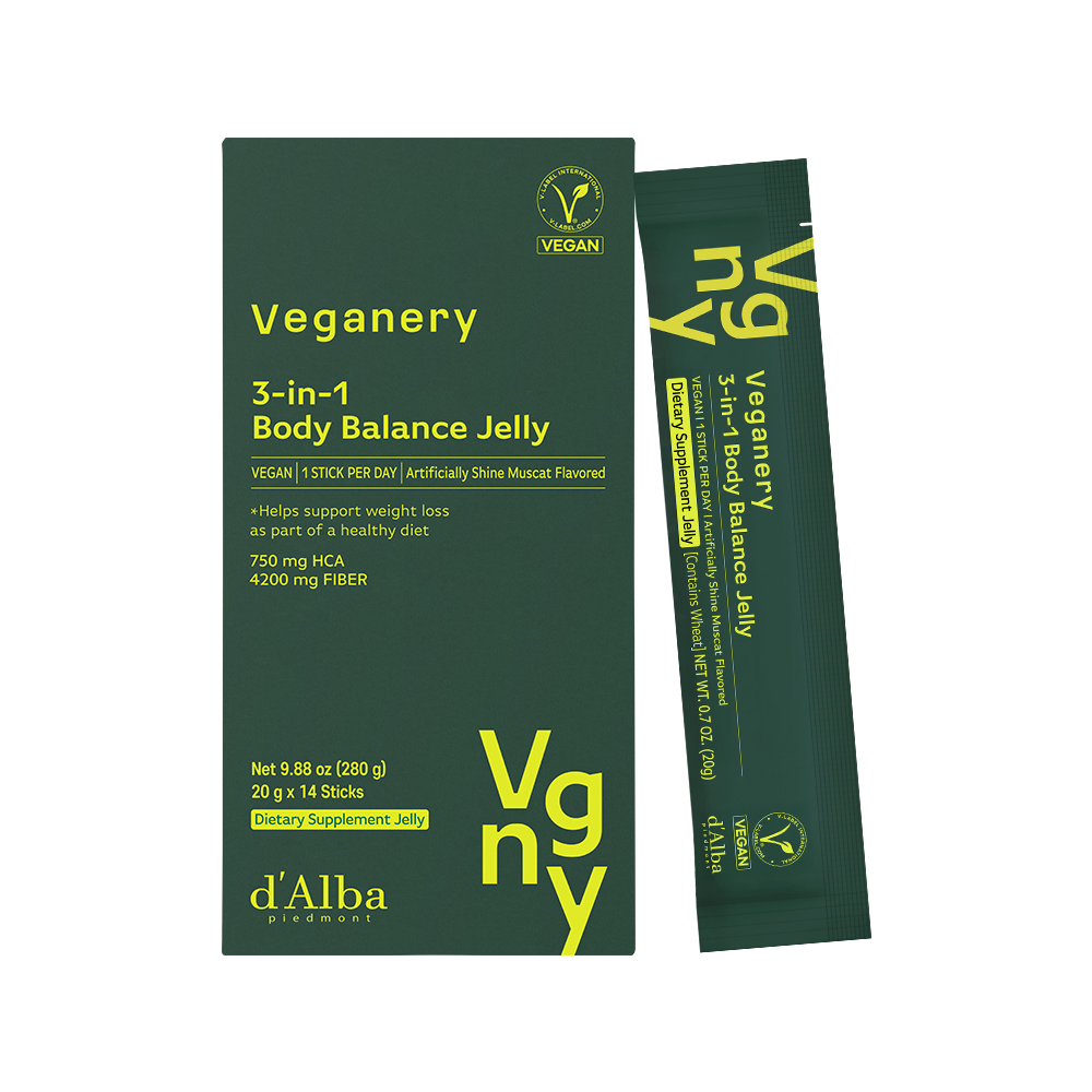 veganerybydalba veganery by d'alba 3-in-1 body balance jelly dietary supplement 0.41 oz. x 14ea