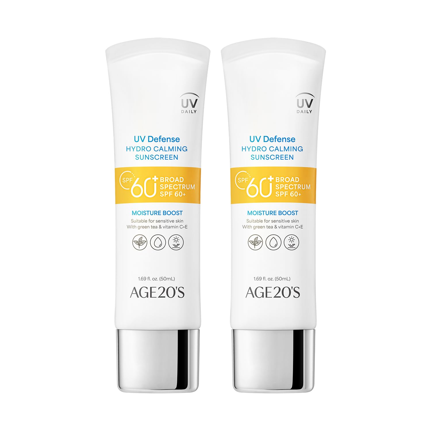 age20s age20's uv defense hydro calming sunscreen twin pack 1.69 fl. oz. x 2ea