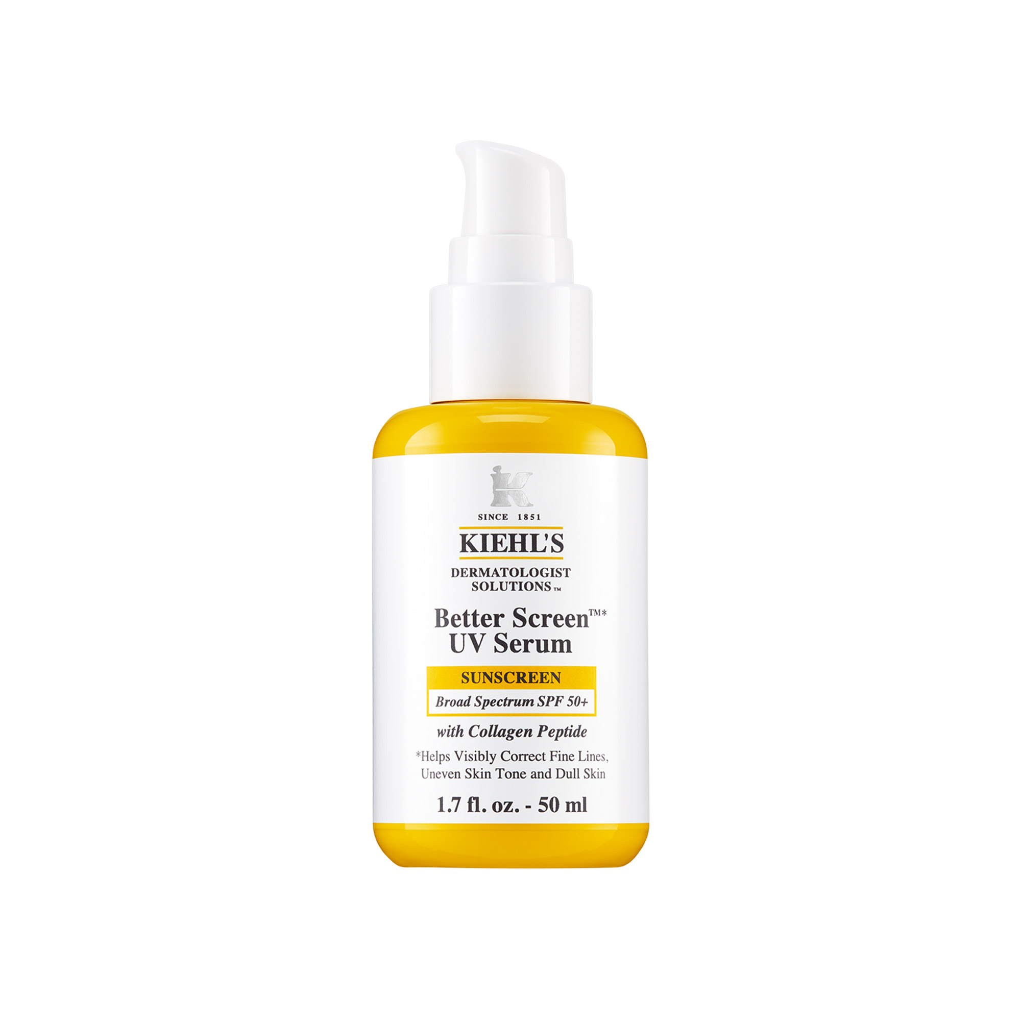 kiehls kiehl's better screentm uv serum spf 50+ facial sunscreen with collagen peptide 1.7 fl. oz.