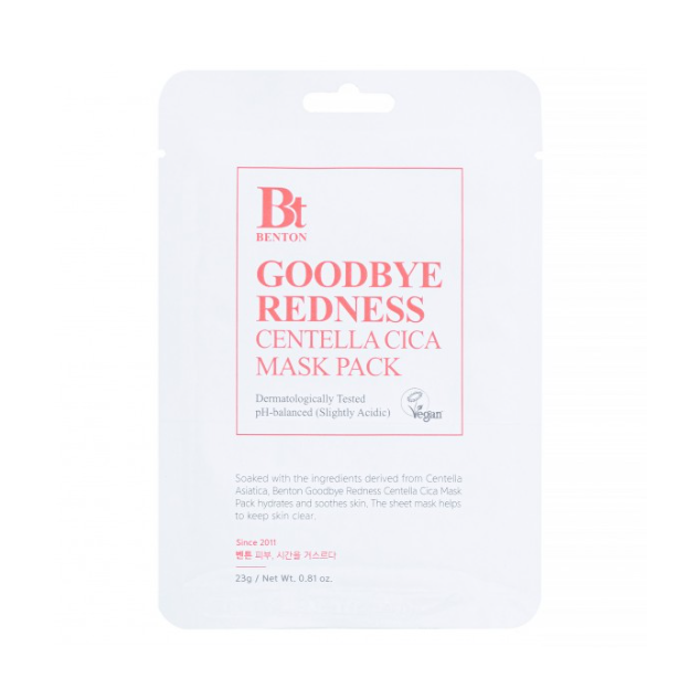 benton benton centella cica mask pack net wt. 10ct 0.81 oz.