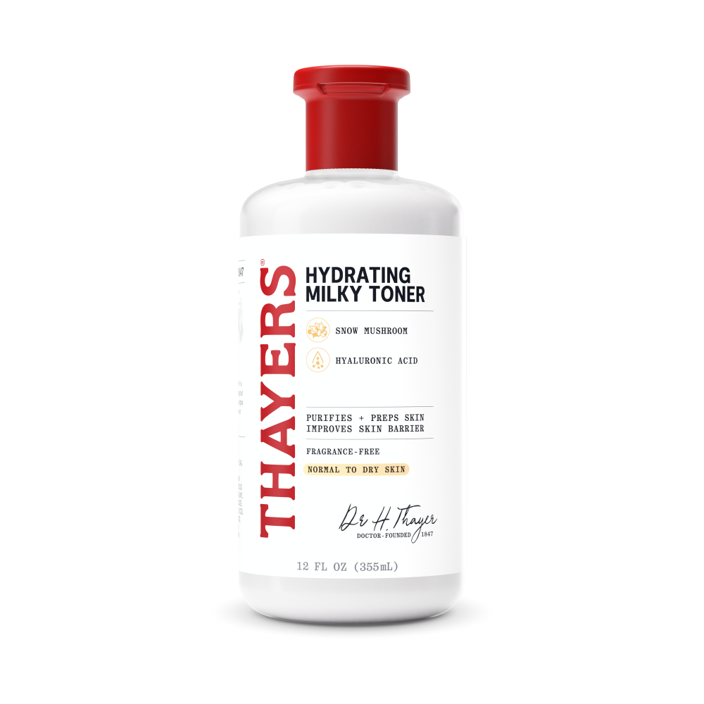 thayers thayers milky hydrating facial toner with snow mushroom and hyaluronic acid, 12 fl. oz.