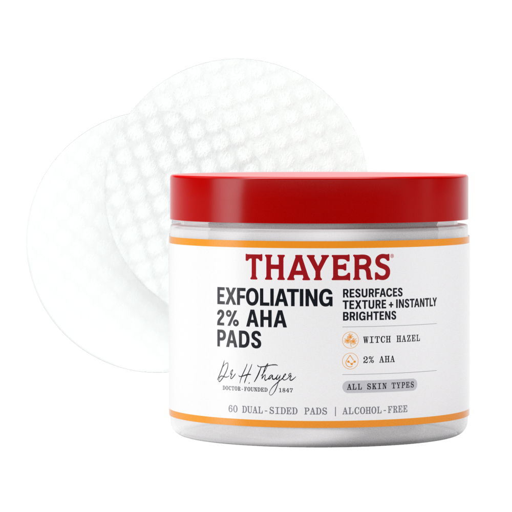 thayers thayers exfoliating 2% aha pads with witch hazel and 2% aha, 60 ct