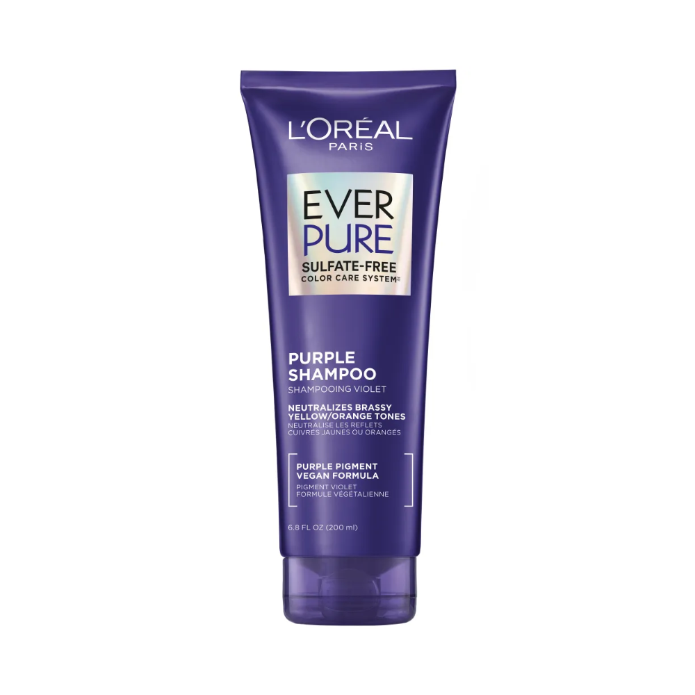 lorealparis l'oreal paris sulfate free purple shampoo, toning blonde bleached hair, everpure, 6.8 fl. oz.