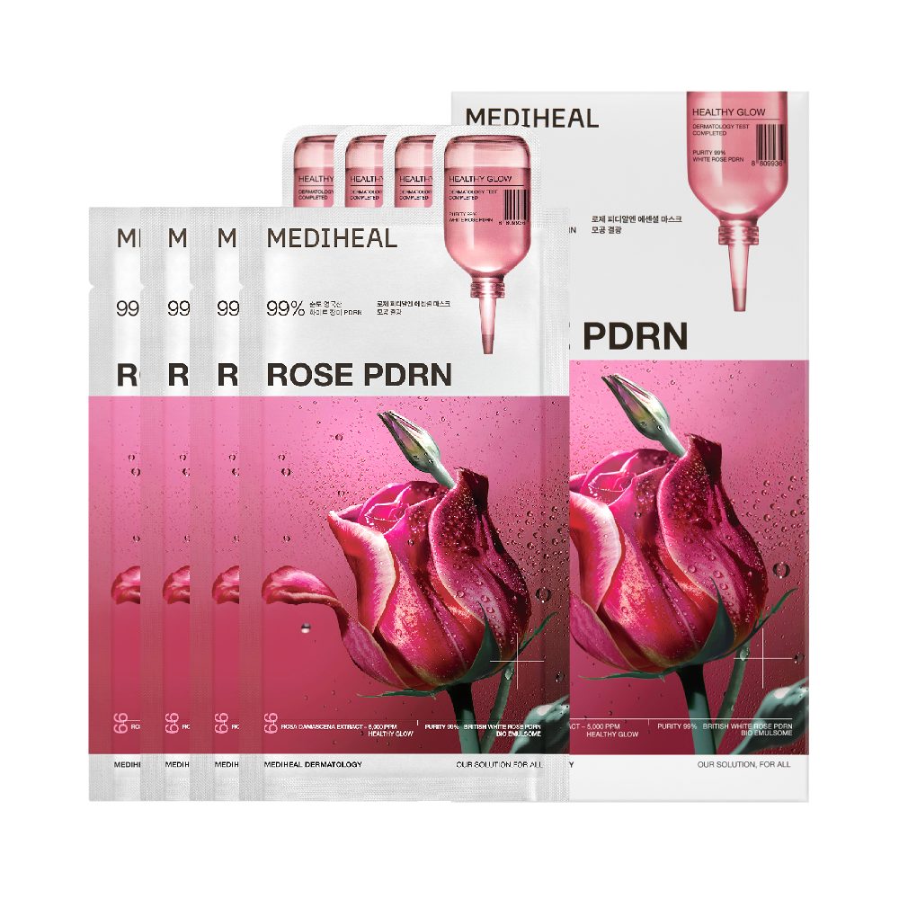 mediheal mediheal rose pdrn essential mask healthy glow 0.81 fl. oz. x 4ea
