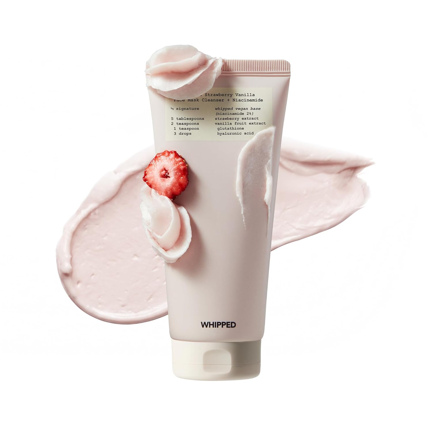 whipped whipped strawberry vanilla face mask cleanser + niacinamide 4.5 oz.