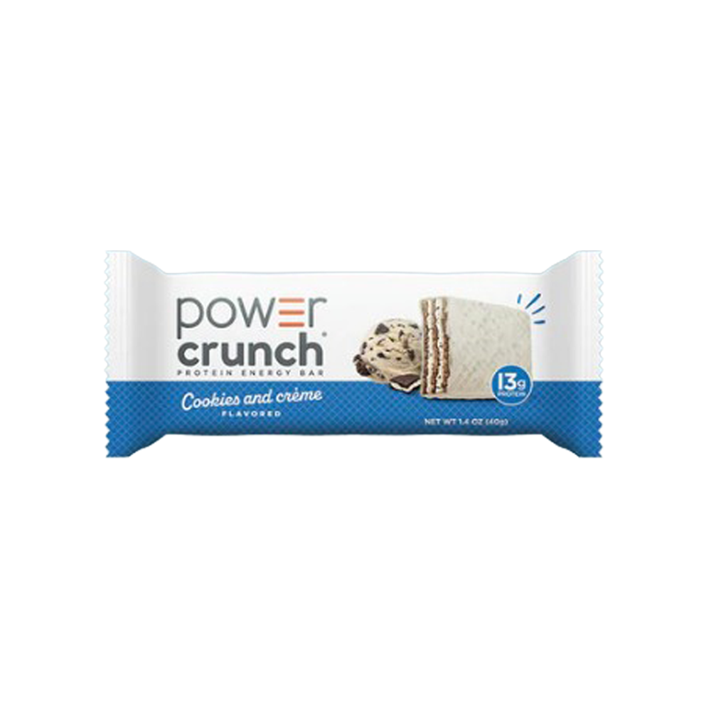 powercrunch power crunch protein bars cookies & creme net wt 1.4 oz.
