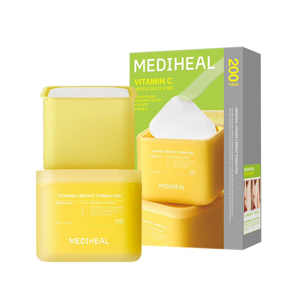 mediheal mediheal vitamin c bright toning pad 100+100 pads 6.08 fl. oz. x 2ea