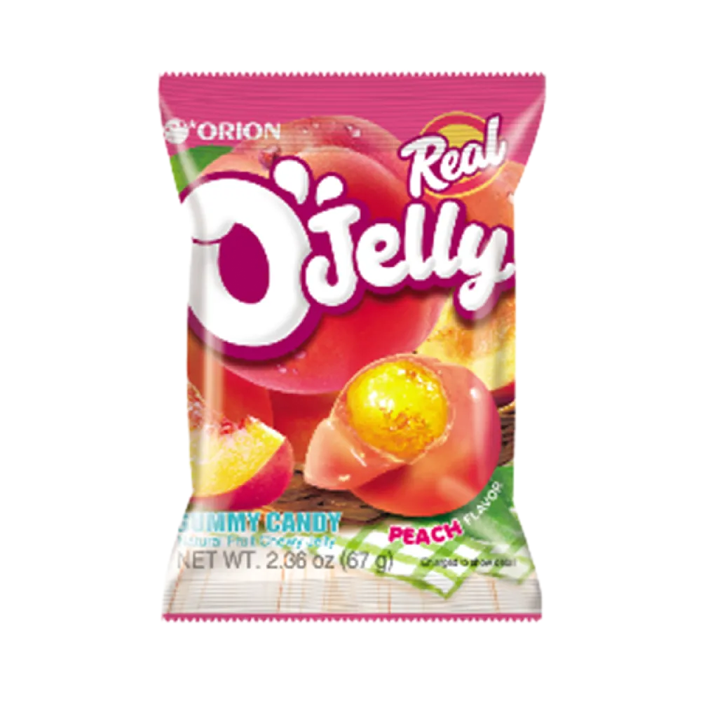 orion orion real o'jelly guumy candy peach 2.36 oz.