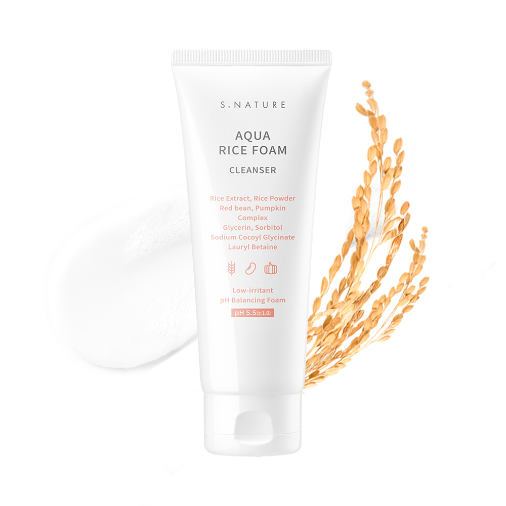 snature s.nature aqua rice foam cleanser 5.41 fl. oz.