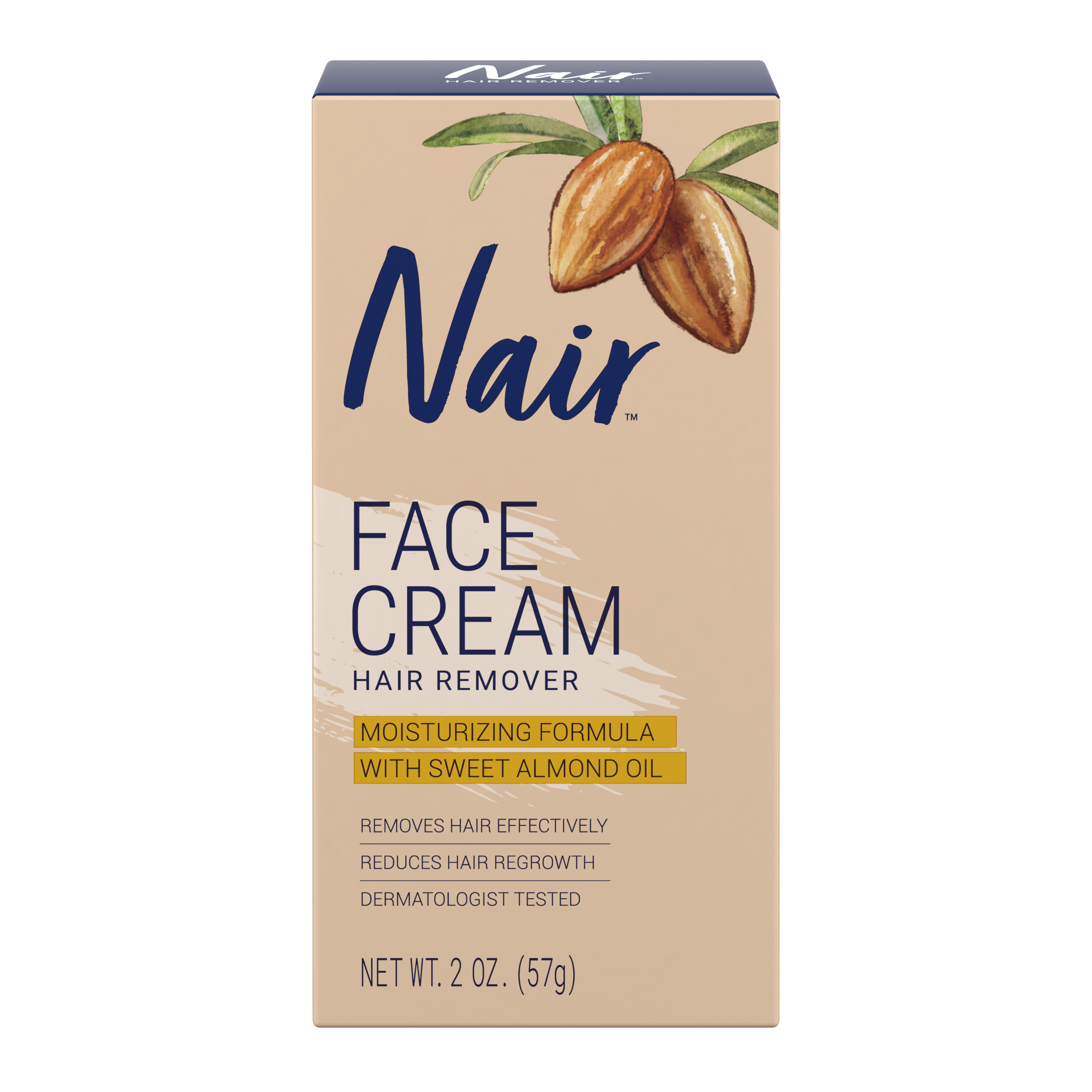 nair nair hair remover face cream, moisturizing formula, dermatologist tested 2 oz.