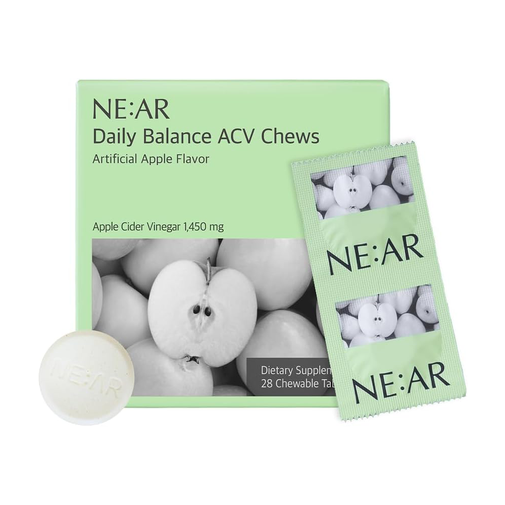 near ne:ar daily balance acv chews net. wt. 1.68 oz.