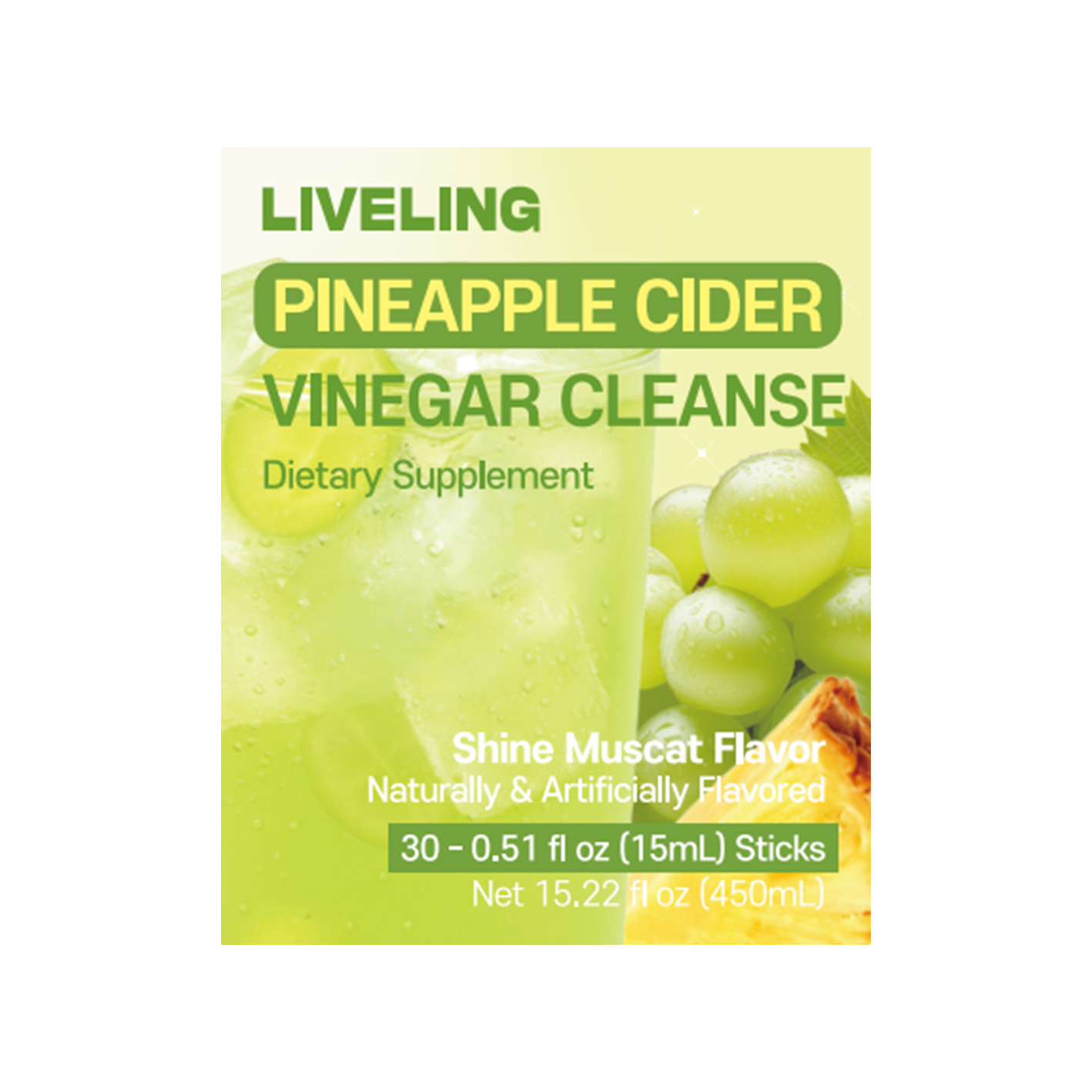 liveling liveling pineapple cider vinegar cleanses shine muscat flavor 0.51 oz. x 30ea