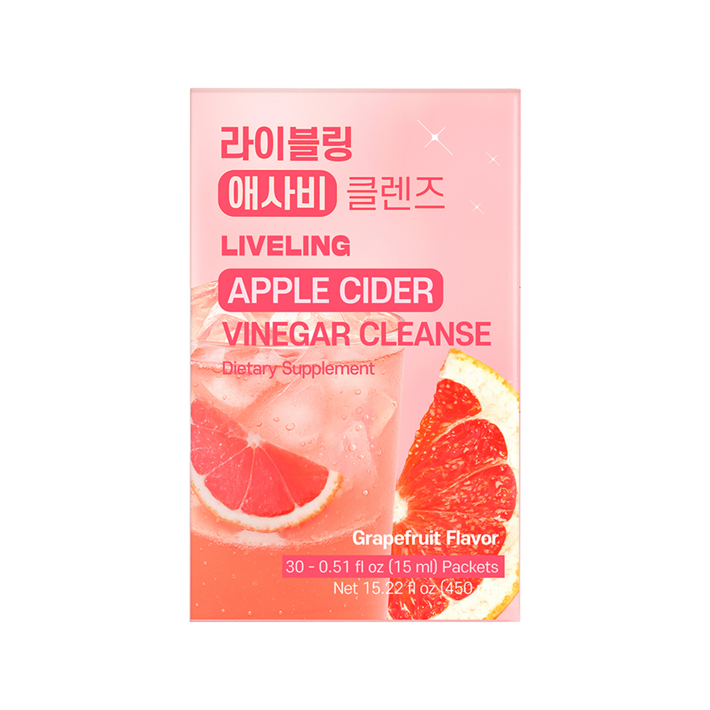 liveling liveling apple cider vinegar cleanses grapefruit flavor 0.51 oz. x 30ea