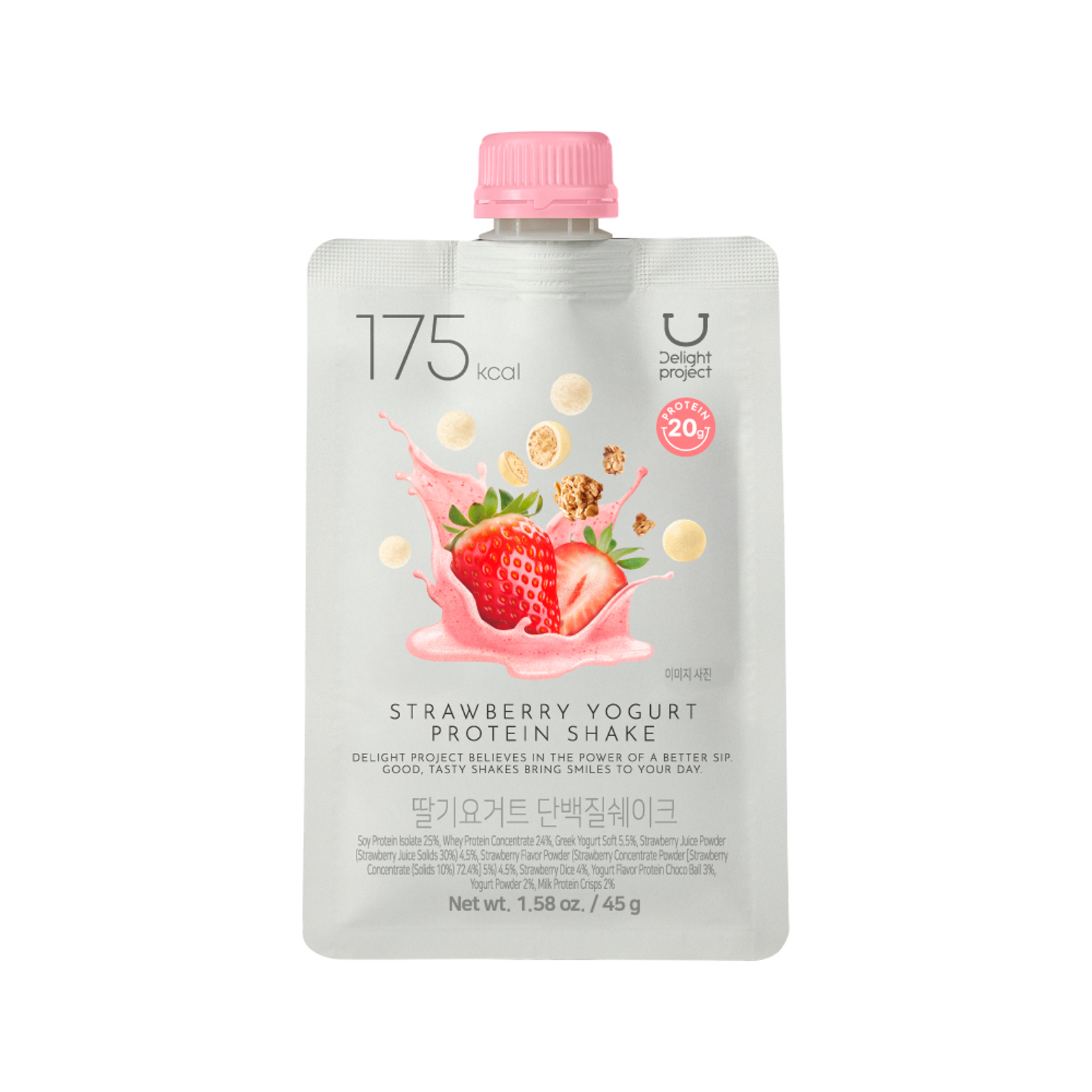 delightproject delight project strawberry yogurt protien shake 1.58 oz.