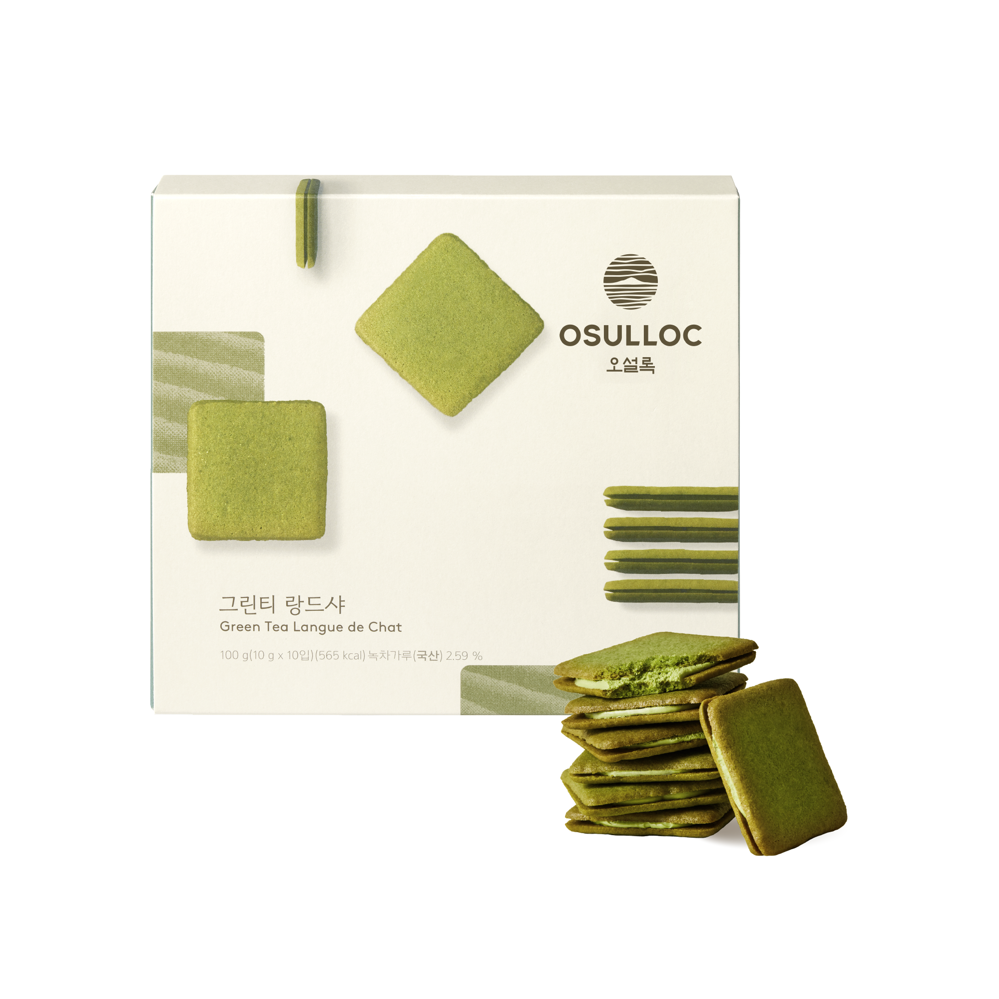 osulloc osulloc green tea langue de chat 0.35 oz. x 10ea
