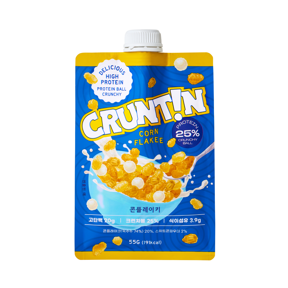cruntin cruntin crunchball protein shake corn flakee 1.9 oz.