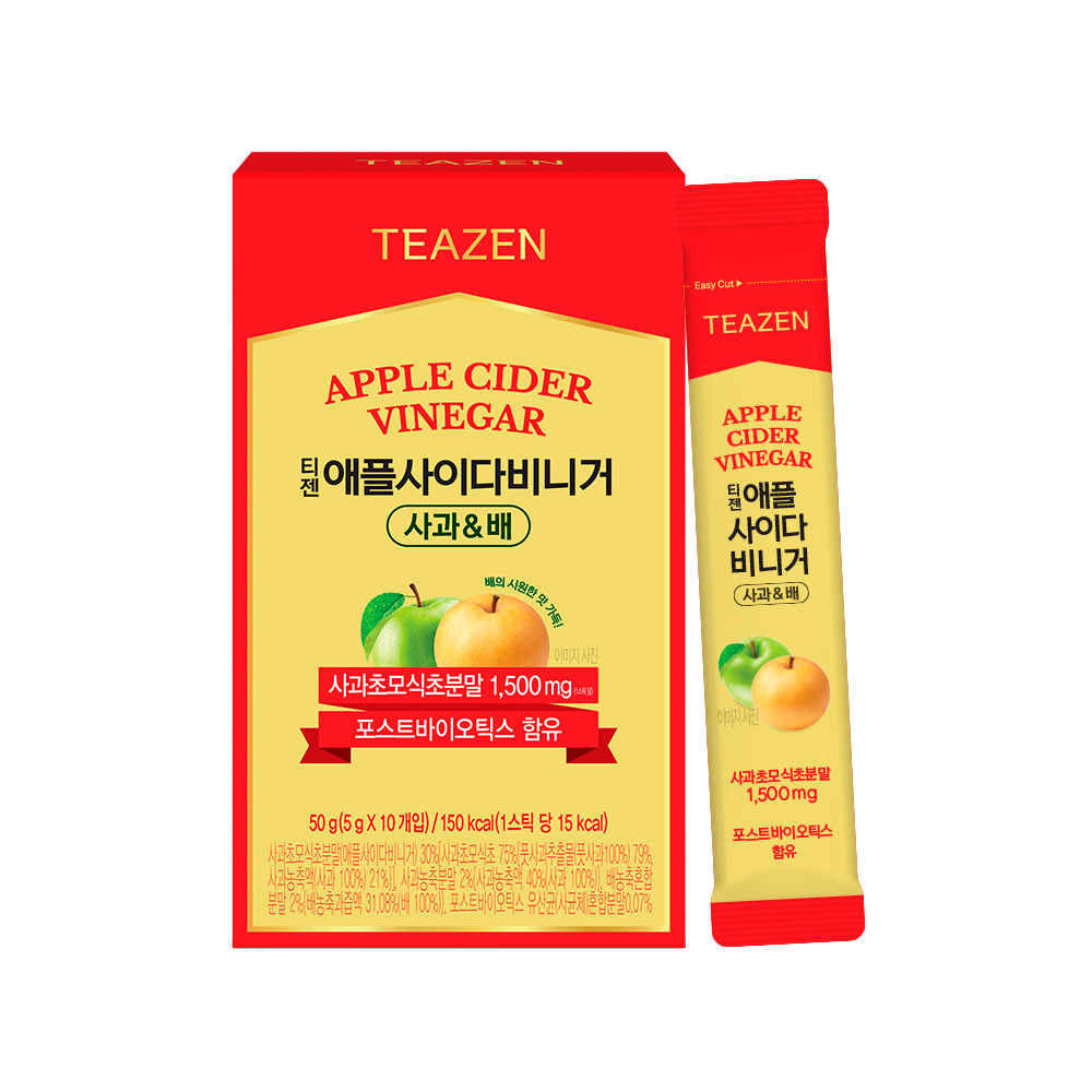 teazen teazen apple cider vinegar apple & pear 1.76 oz. x 10ea